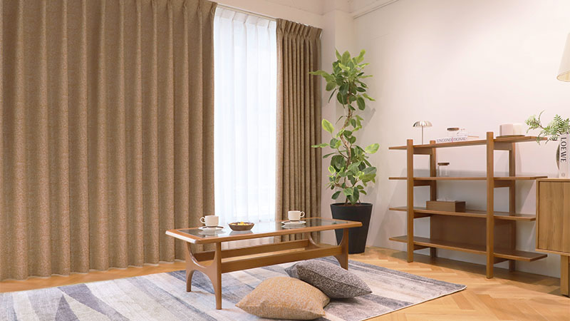 グレイッシュカラーのジャガード織カーテン