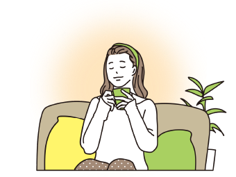 お部屋でくつろぐイラスト