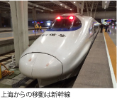 上海からの移動は新幹線